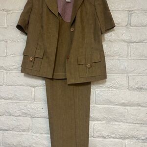 Sag Harbor 3 piece Tan Pantsuit Set